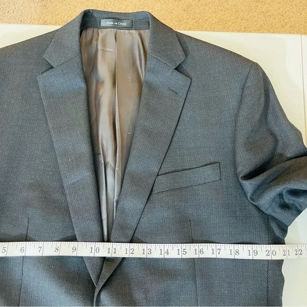 Calvin Klein Wool Natural Stretch Men Suit Blazer Jacket 42R Black Pockets